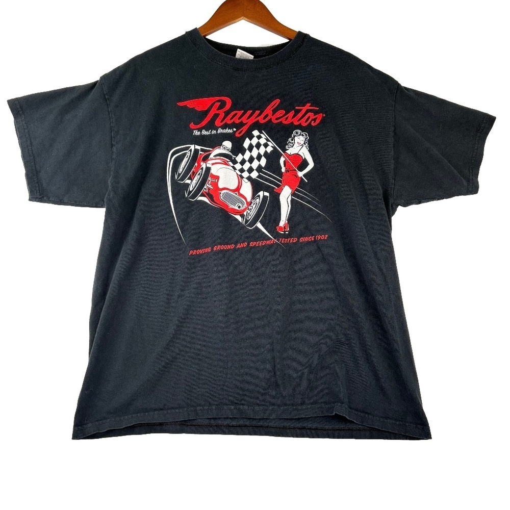 VTG Raybestos Brakes Indy 500 Speedway Racing Black Graphic T-Shirt XL